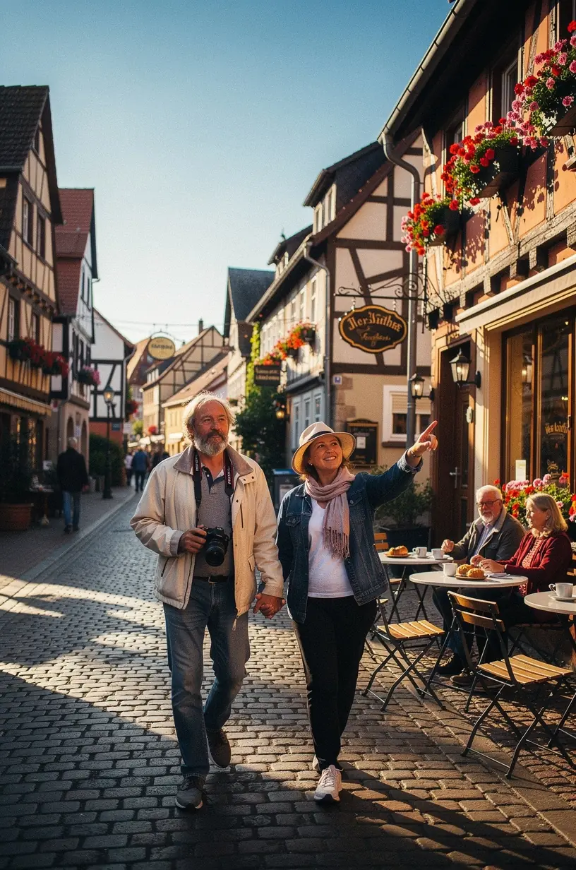 Traditioneller Wochenmarkt mit frischem regionalem Obst, Gemüse und handgemachten Spezialitäten aus einer versteckten deutschen Kleinstadt.